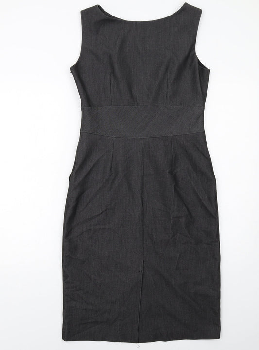 Wallis Womens Grey Polyester Shift Size 12 Round Neck Zip