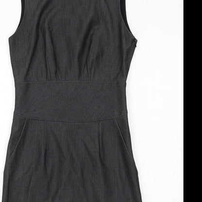 Wallis Womens Grey Polyester Shift Size 12 Round Neck Zip