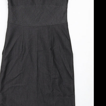 Wallis Womens Grey Polyester Shift Size 12 Round Neck Zip