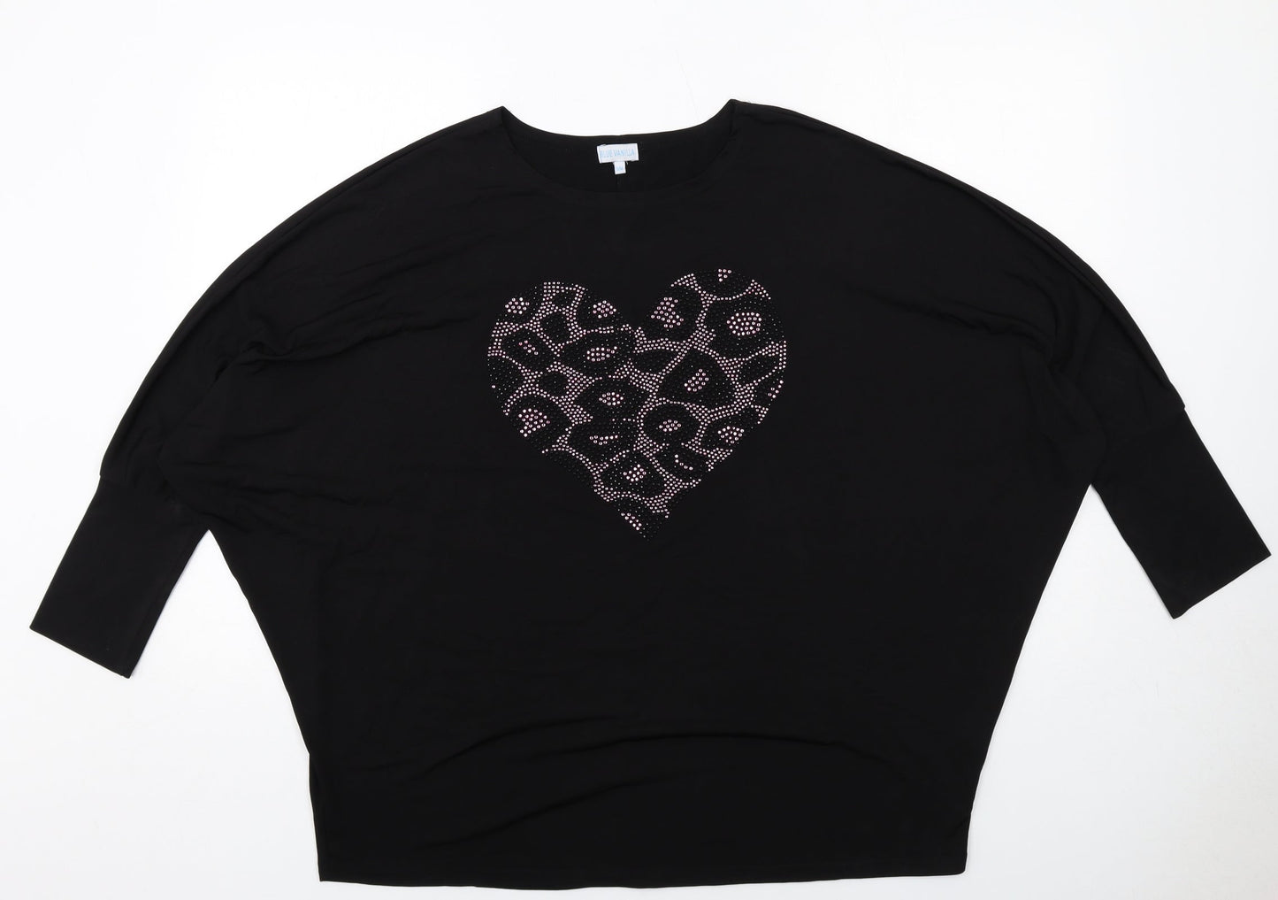 Blue Vanilla Womens Black Polyester Basic Blouse Size S Round Neck