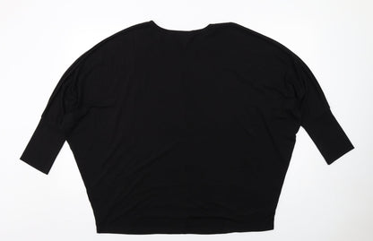 Blue Vanilla Womens Black Polyester Basic Blouse Size S Round Neck