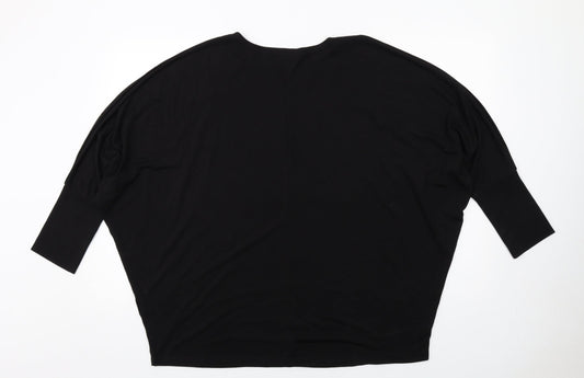 Blue Vanilla Womens Black Polyester Basic Blouse Size S Round Neck