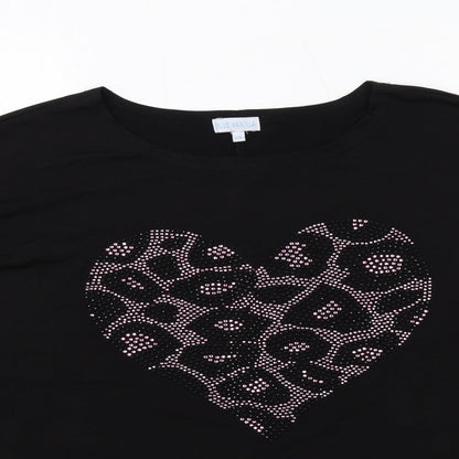 Blue Vanilla Womens Black Polyester Basic Blouse Size S Round Neck