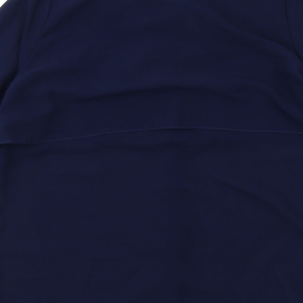 Boohoo Womens Blue Polyester Basic Button-Up Size 8 V-Neck