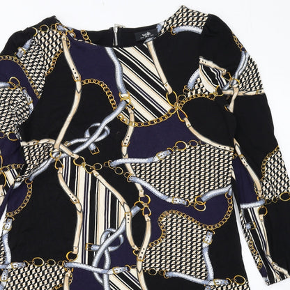 Wallis Womens Multicoloured Geometric Viscose A-Line Size 14 Round Neck Zip