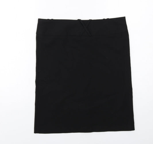 Miss Selfridge Womens Black Polyester A-Line Skirt Size 10 Zip