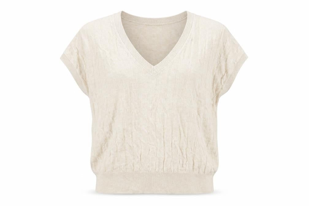 Marks and Spencer Womens Beige V-Neck Viscose Pullover Jumper Size L Pullover