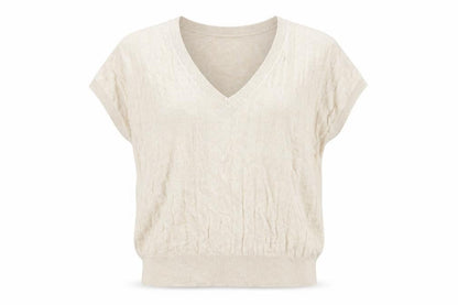 Marks and Spencer Womens Beige V-Neck Viscose Pullover Jumper Size L Pullover