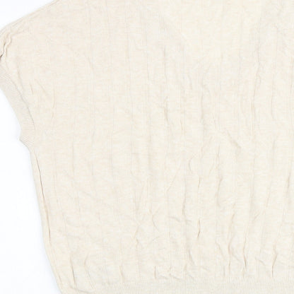 Marks and Spencer Womens Beige V-Neck Viscose Pullover Jumper Size L Pullover