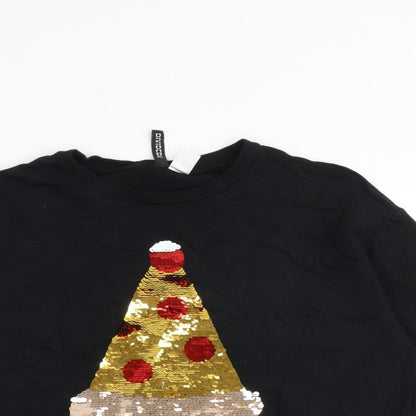 H&M Womens Black Cotton Pullover Sweatshirt Size M Pullover