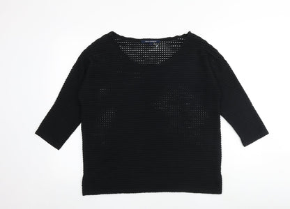 French Connection Womens Black Polyester Basic Blouse Size S Boat Neck