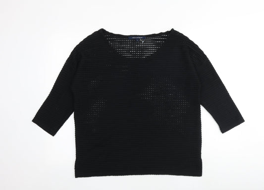 French Connection Womens Black Polyester Basic Blouse Size S Boat Neck