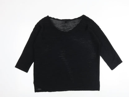 French Connection Womens Black Polyester Basic Blouse Size S Boat Neck