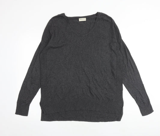 Indigo Womens Grey Round Neck Polyamide Pullover Jumper Size 14