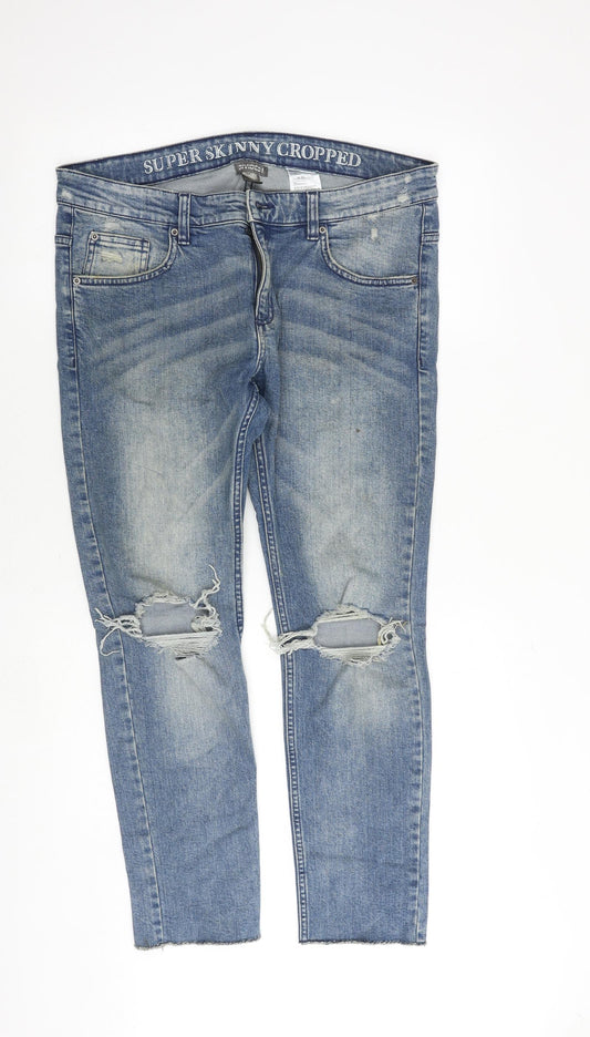 H&M Mens Blue Cotton Skinny Jeans Size 33 in Slim Zip