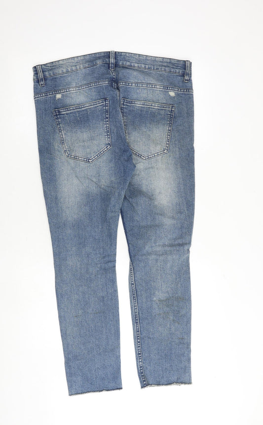 H&M Mens Blue Cotton Skinny Jeans Size 33 in Slim Zip