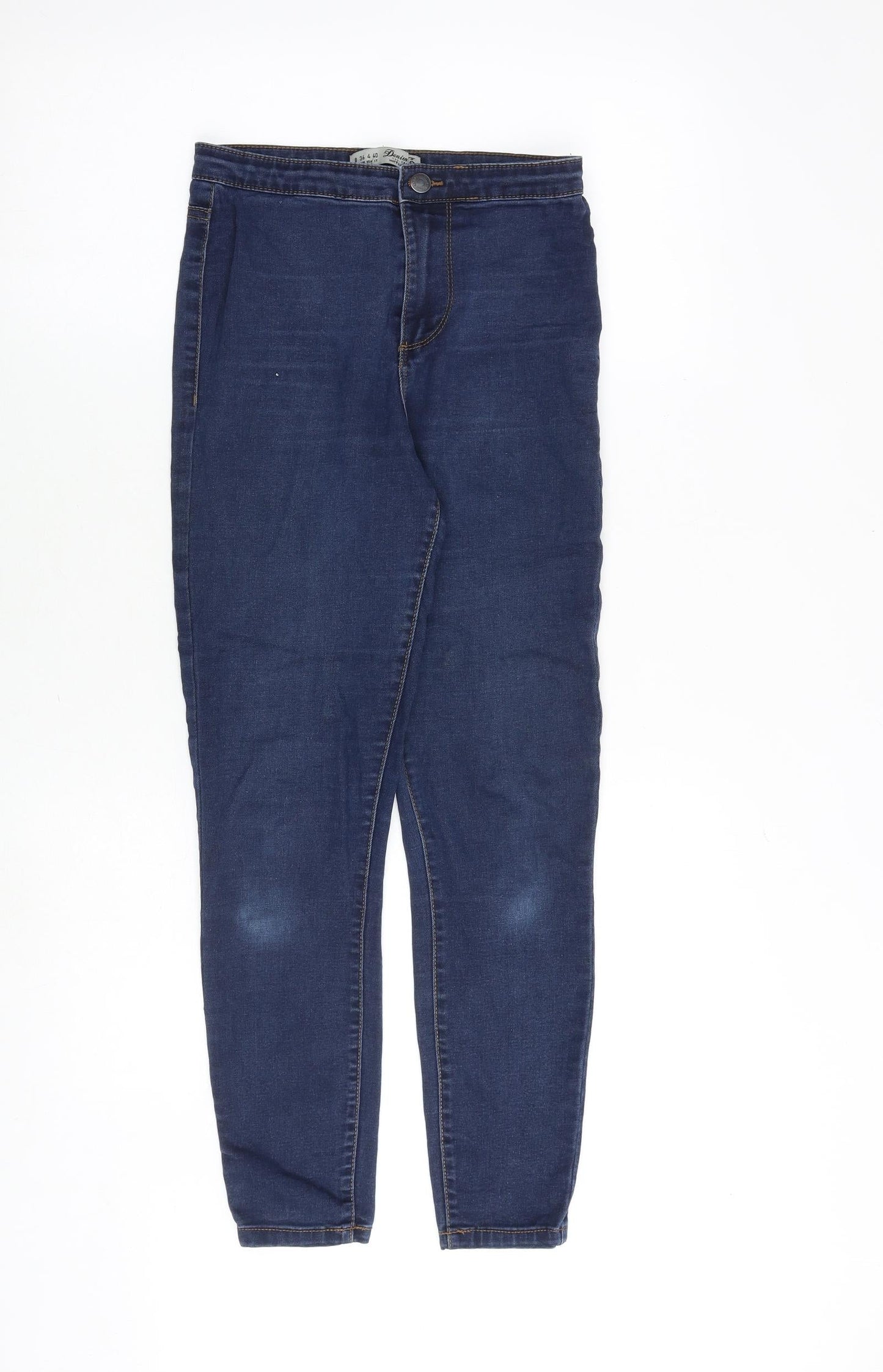 Denim & Co. Womens Blue Cotton Straight Jeans Size 8 Regular Zip