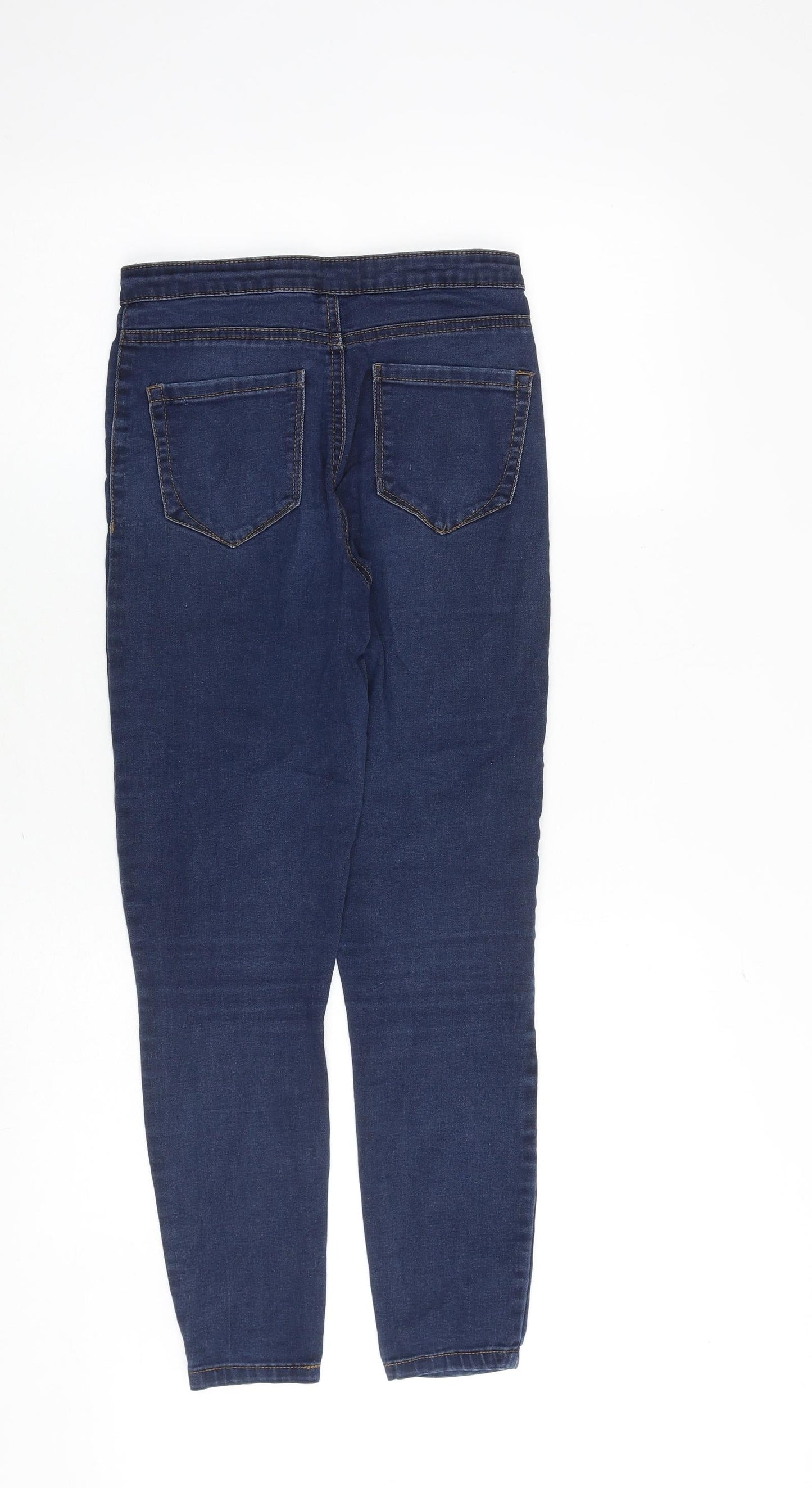 Denim & Co. Womens Blue Cotton Straight Jeans Size 8 Regular Zip