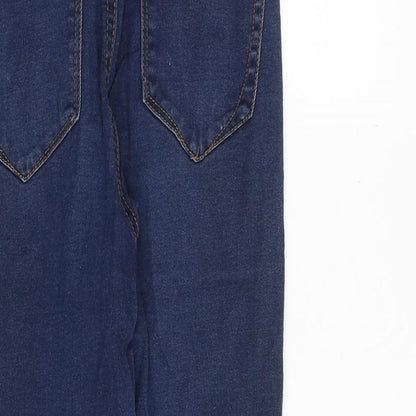 Denim & Co. Womens Blue Cotton Straight Jeans Size 8 Regular Zip