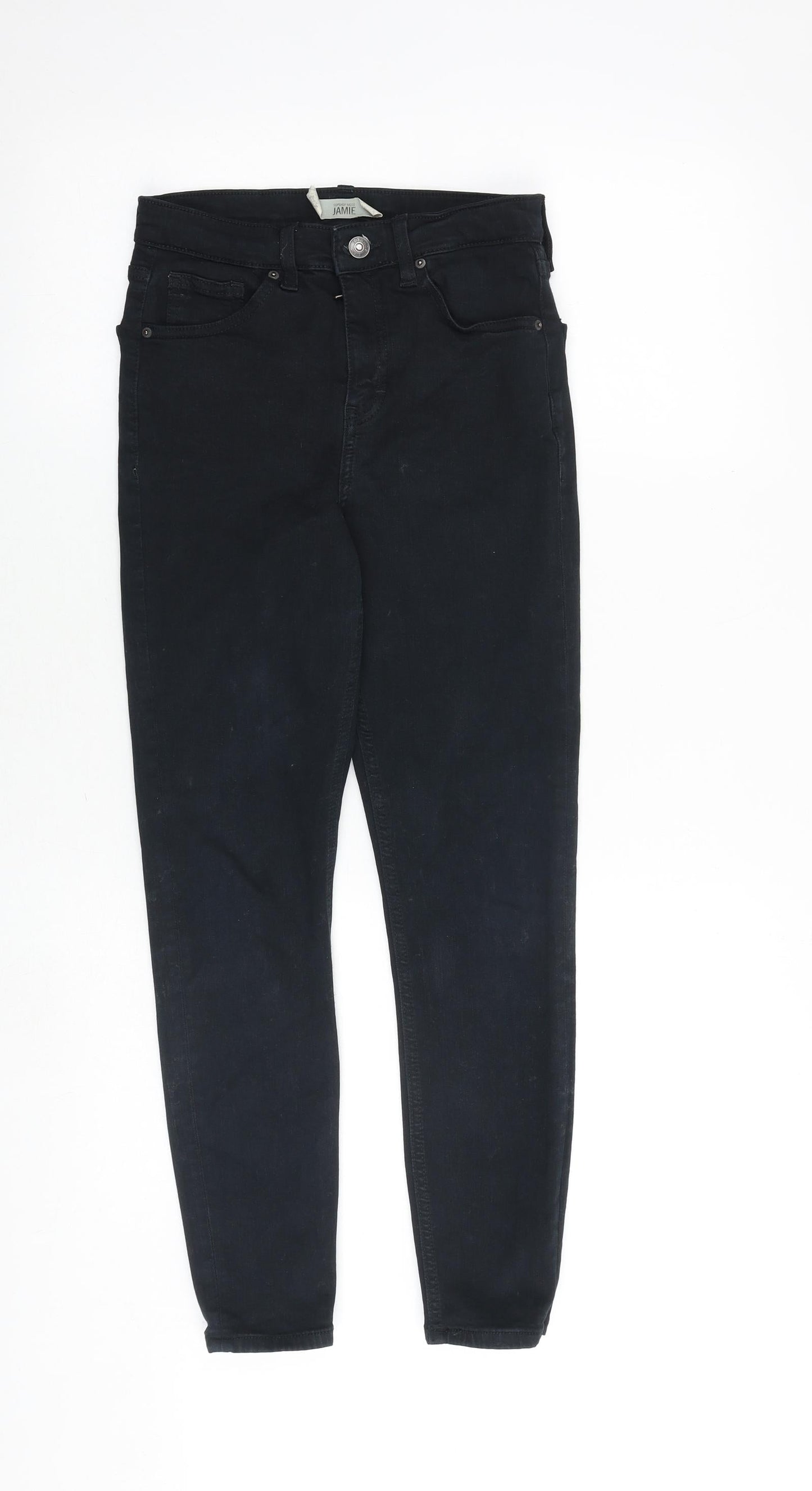 Topshop Womens Black Cotton Skinny Jeans Size 28 in Regular Zip