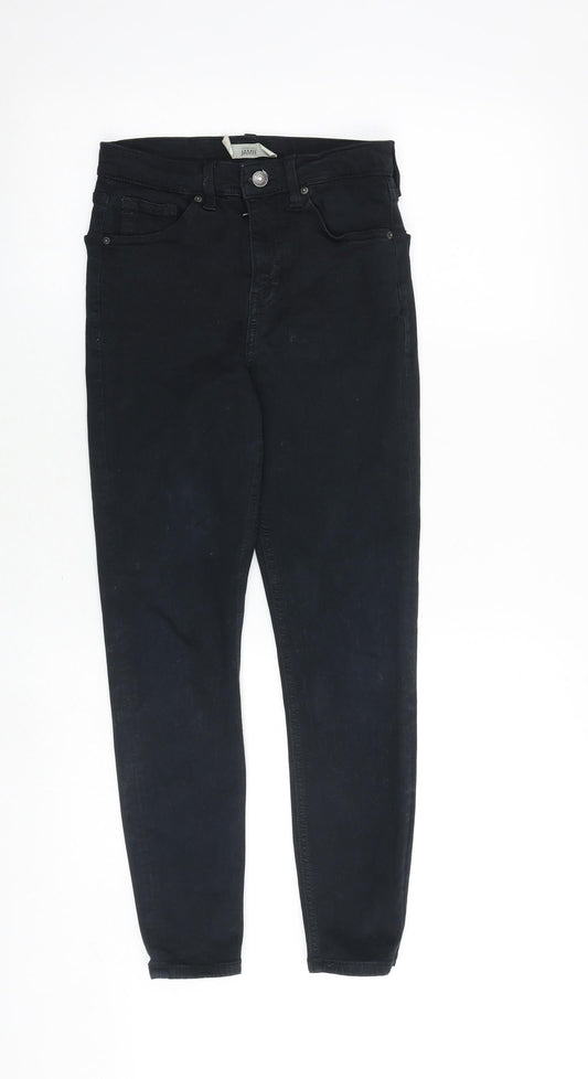 Topshop Womens Black Cotton Skinny Jeans Size 28 in Regular Zip
