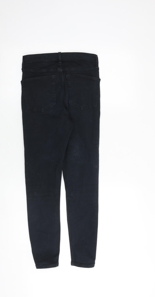 Topshop Womens Black Cotton Skinny Jeans Size 28 in Regular Zip