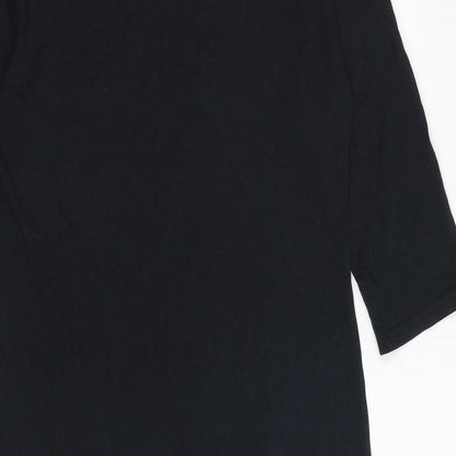 Jack Wills Womens Black Cotton Shift Size 10 Round Neck Pullover