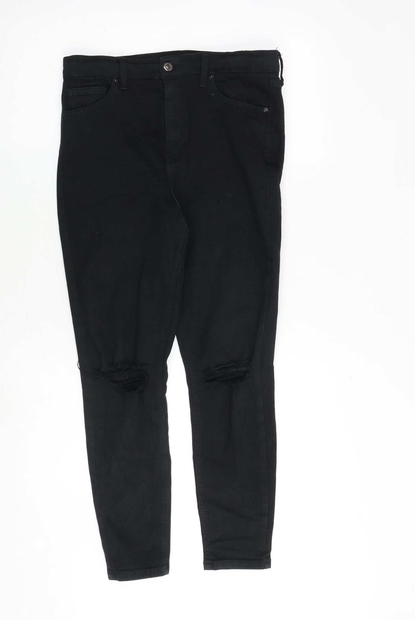 Topshop Womens Black Cotton Skinny Jeans Size 30 in Regular Zip