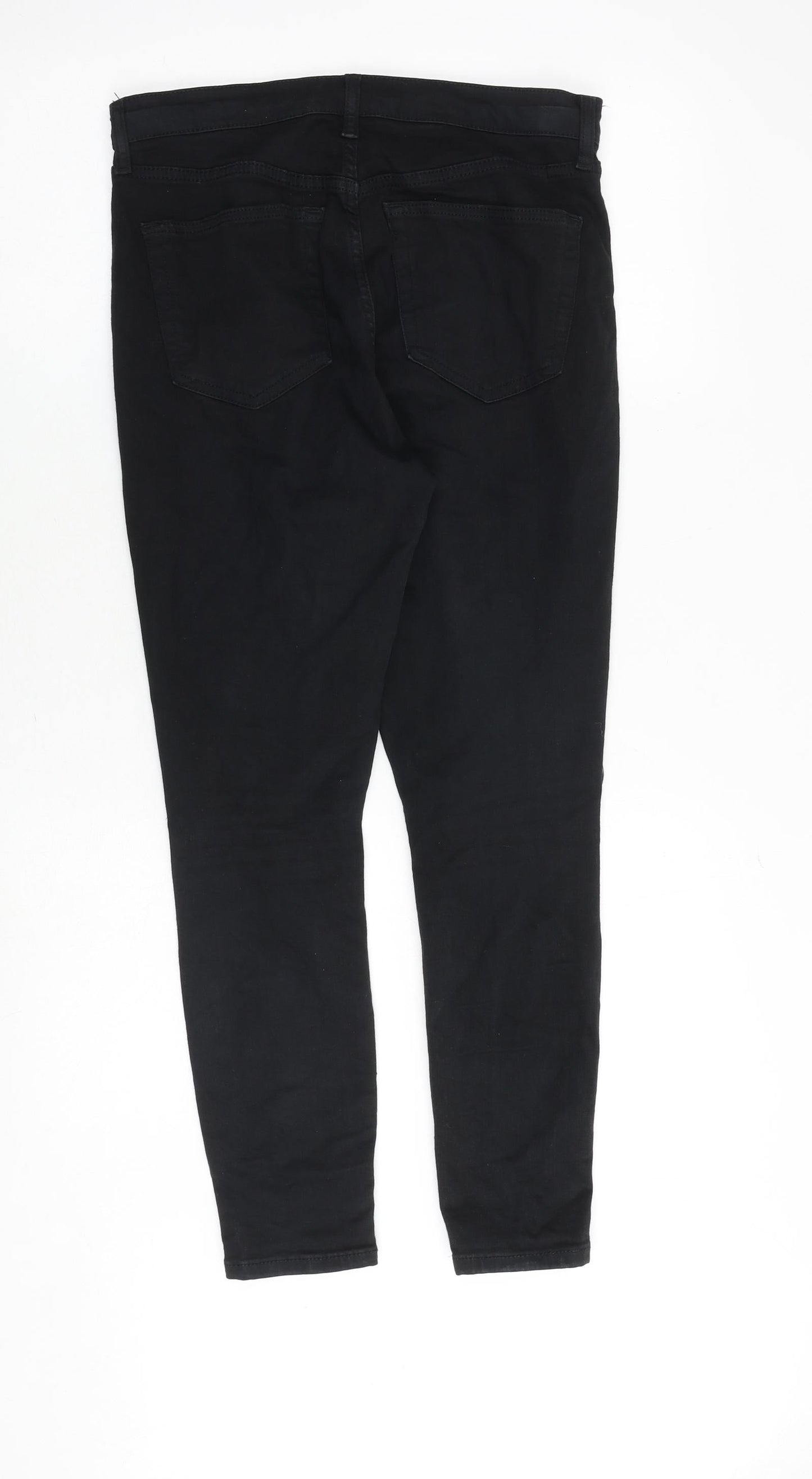 Topshop Womens Black Cotton Skinny Jeans Size 30 in Regular Zip