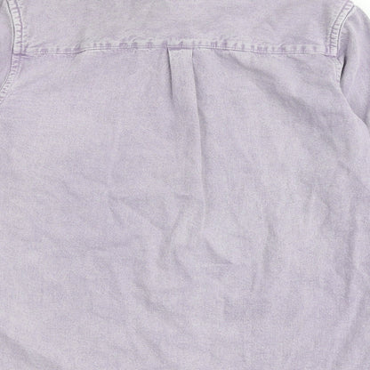 Zara Mens Purple Cotton Button-Up Size S Collared Button