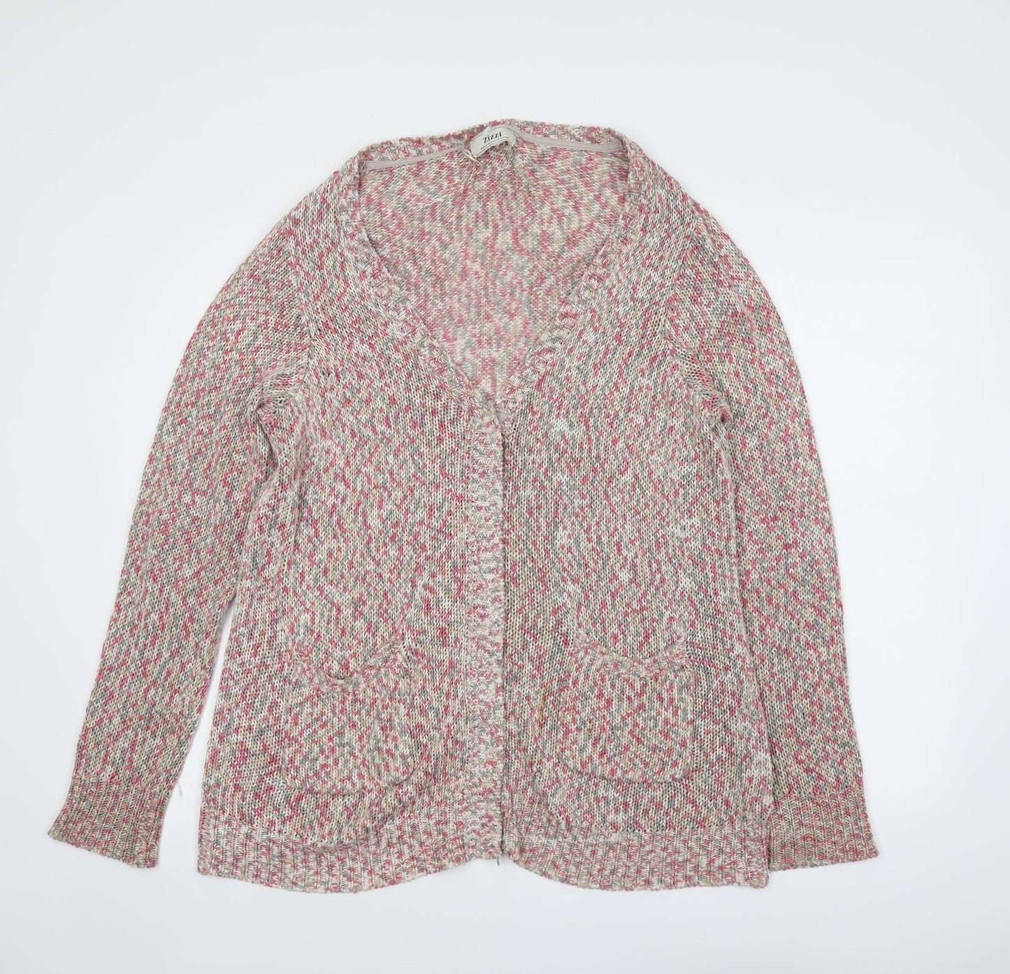 Zizzi Womens Pink V-Neck Acrylic Cardigan Jumper Size M