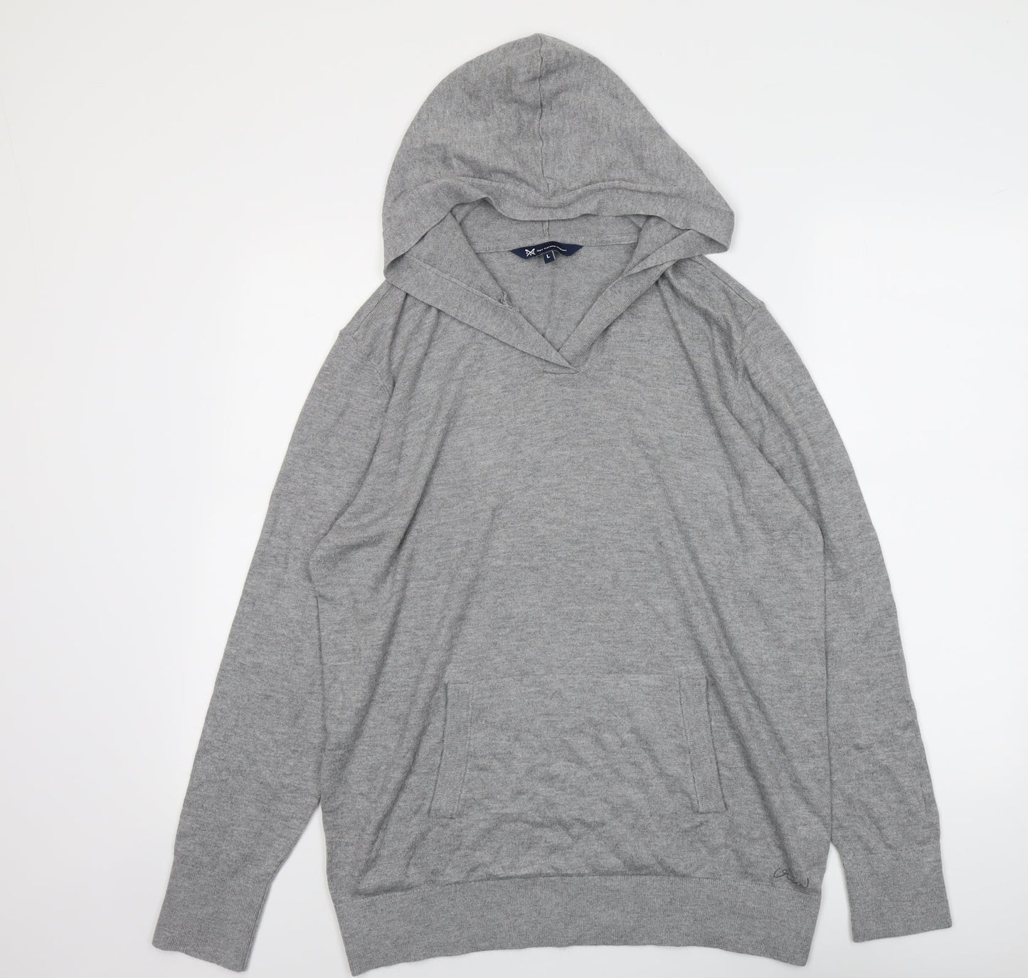 Crew Clothing Mens Grey V-Neck Viscose Pullover Jumper Size L Long Sleeve