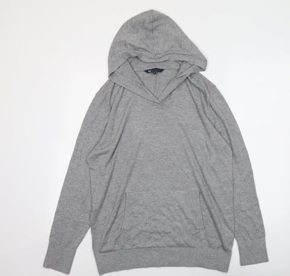 Crew Clothing Mens Grey V-Neck Viscose Pullover Jumper Size L Long Sleeve