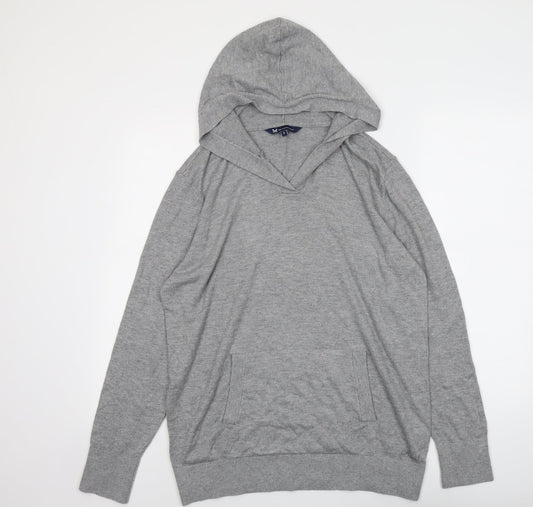 Crew Clothing Mens Grey V-Neck Viscose Pullover Jumper Size L Long Sleeve