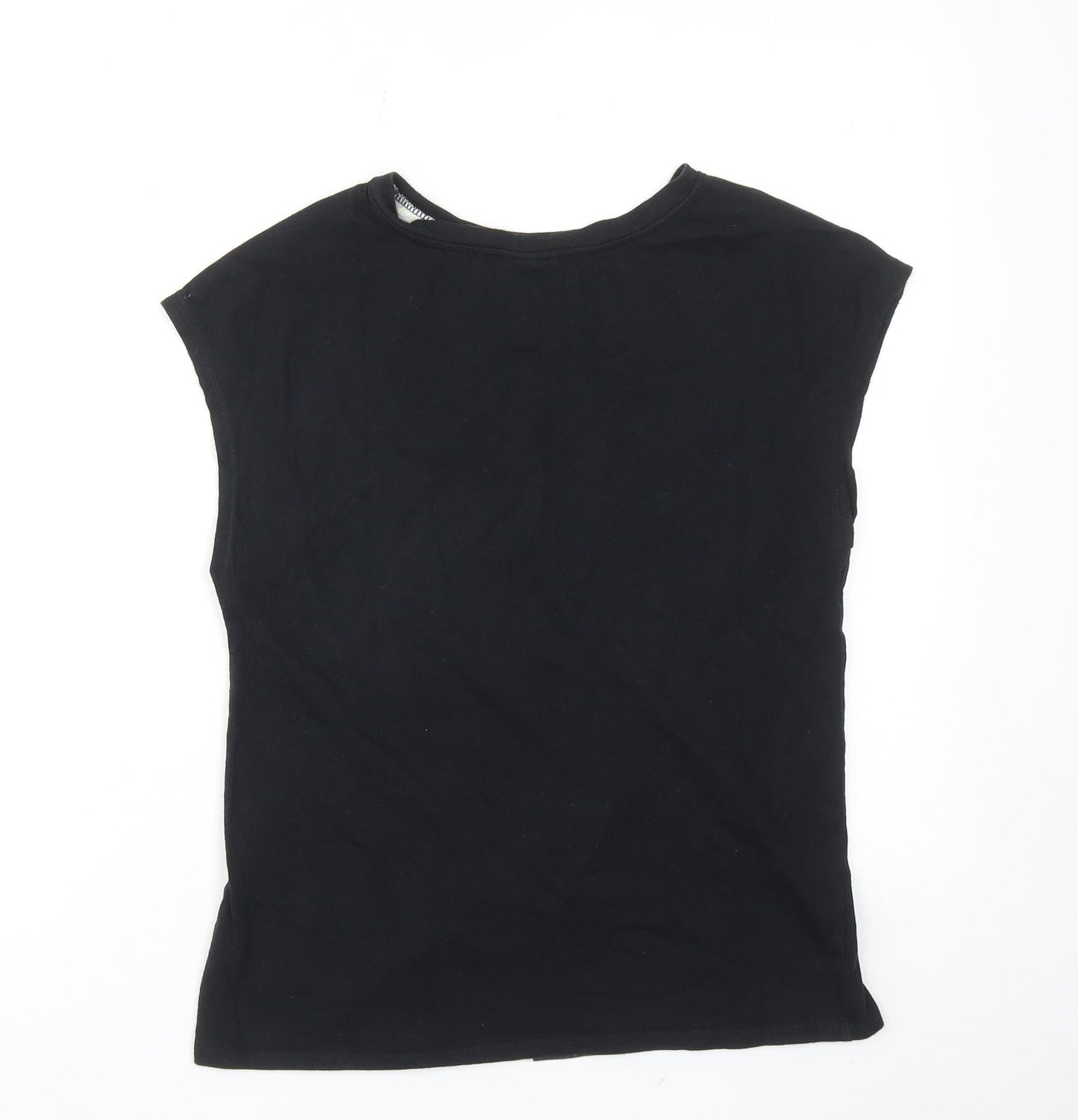 PeterPilotto Womens Black Geometric Cotton Basic T-Shirt Size XS Boat Neck