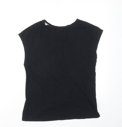 PeterPilotto Womens Black Geometric Cotton Basic T-Shirt Size XS Boat Neck