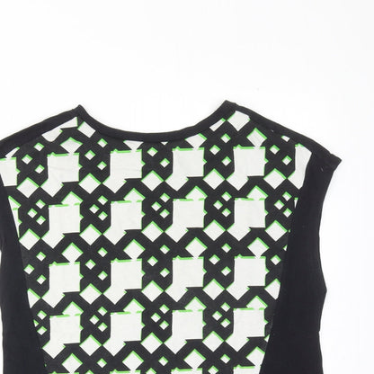 PeterPilotto Womens Black Geometric Cotton Basic T-Shirt Size XS Boat Neck