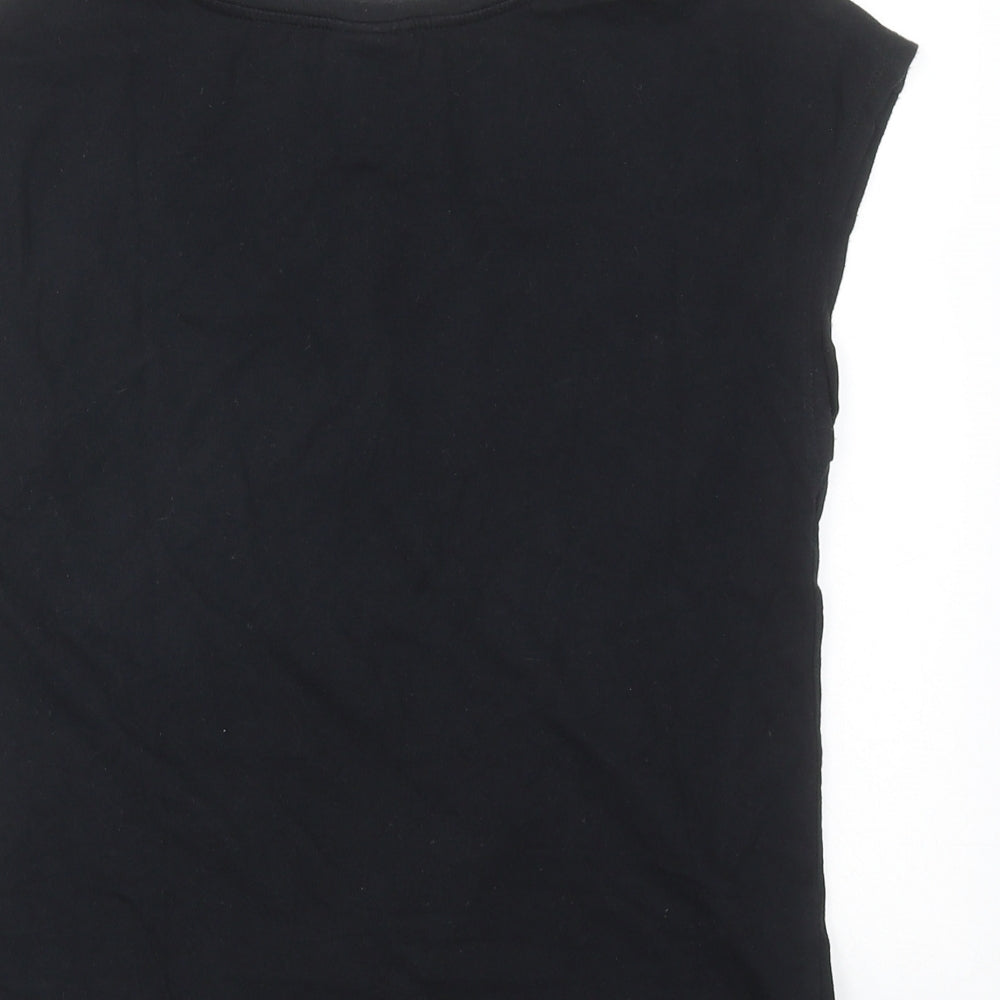 PeterPilotto Womens Black Geometric Cotton Basic T-Shirt Size XS Boat Neck