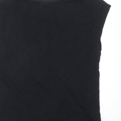 PeterPilotto Womens Black Geometric Cotton Basic T-Shirt Size XS Boat Neck