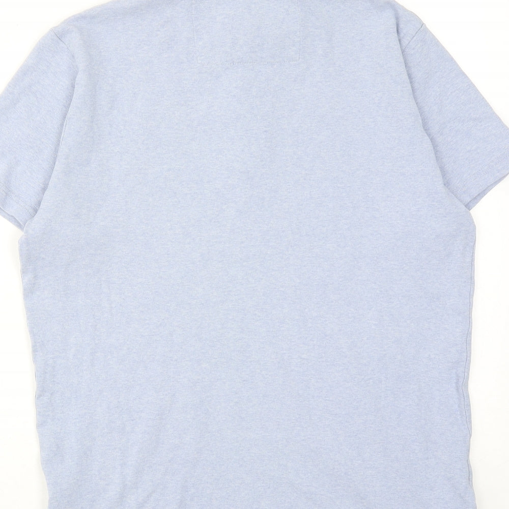 Indigo Mens Blue Cotton Polo Size L Collared Button