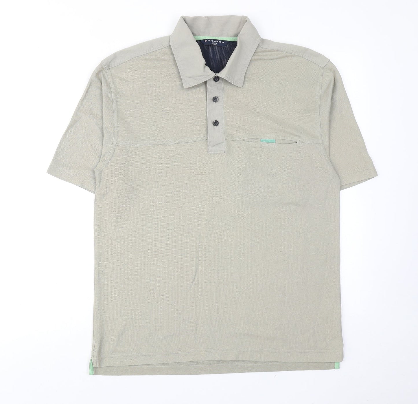 Blue Harbour Mens Grey Cotton Polo Size S Collared Button
