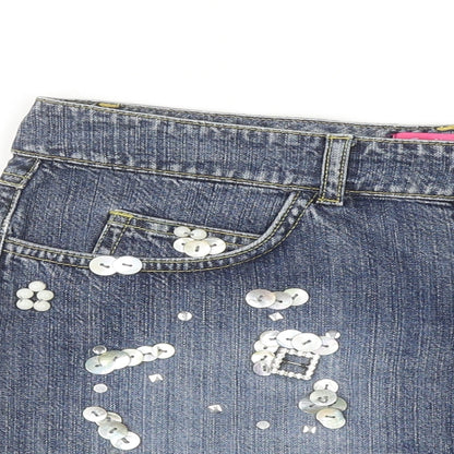 Falmer Womens Blue Cotton Bandage Skirt Size 12 Zip