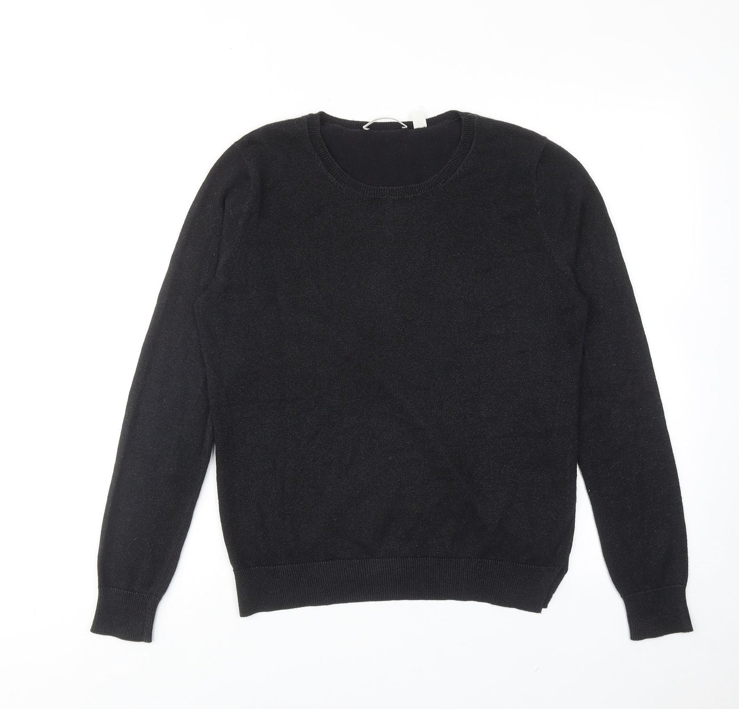 Trenery Womens Black Round Neck Cotton Pullover Jumper Size S