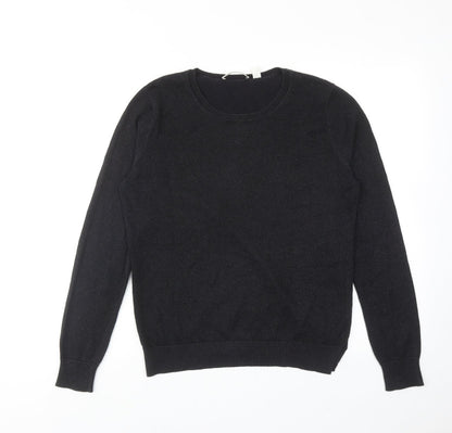 Trenery Womens Black Round Neck Cotton Pullover Jumper Size S