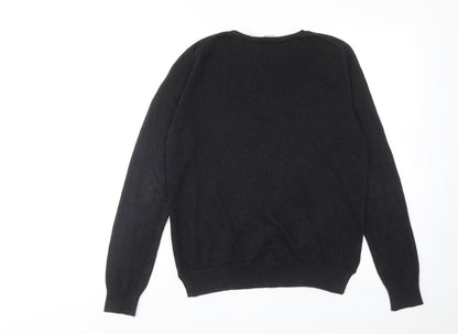Trenery Womens Black Round Neck Cotton Pullover Jumper Size S