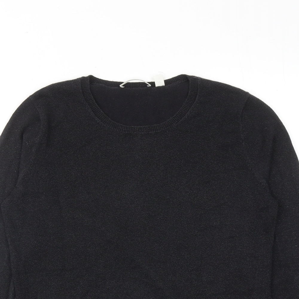 Trenery Womens Black Round Neck Cotton Pullover Jumper Size S