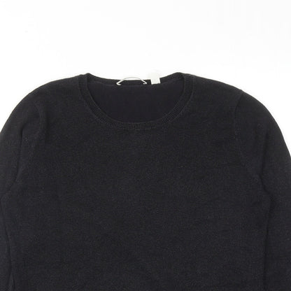 Trenery Womens Black Round Neck Cotton Pullover Jumper Size S