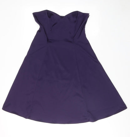 West One Womens Purple Polyester A-Line Size 14 Sweetheart Zip