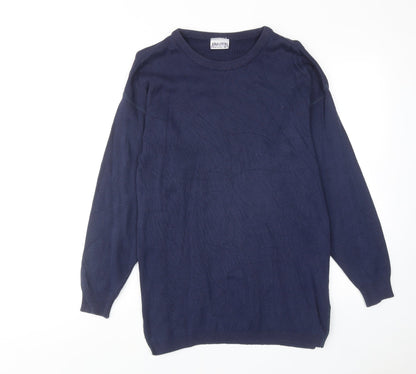 BHS Womens Blue Cotton Jumper Dress Size 10 Round Neck Pullover