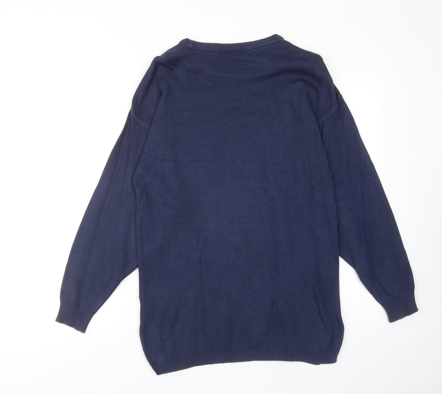 BHS Womens Blue Cotton Jumper Dress Size 10 Round Neck Pullover